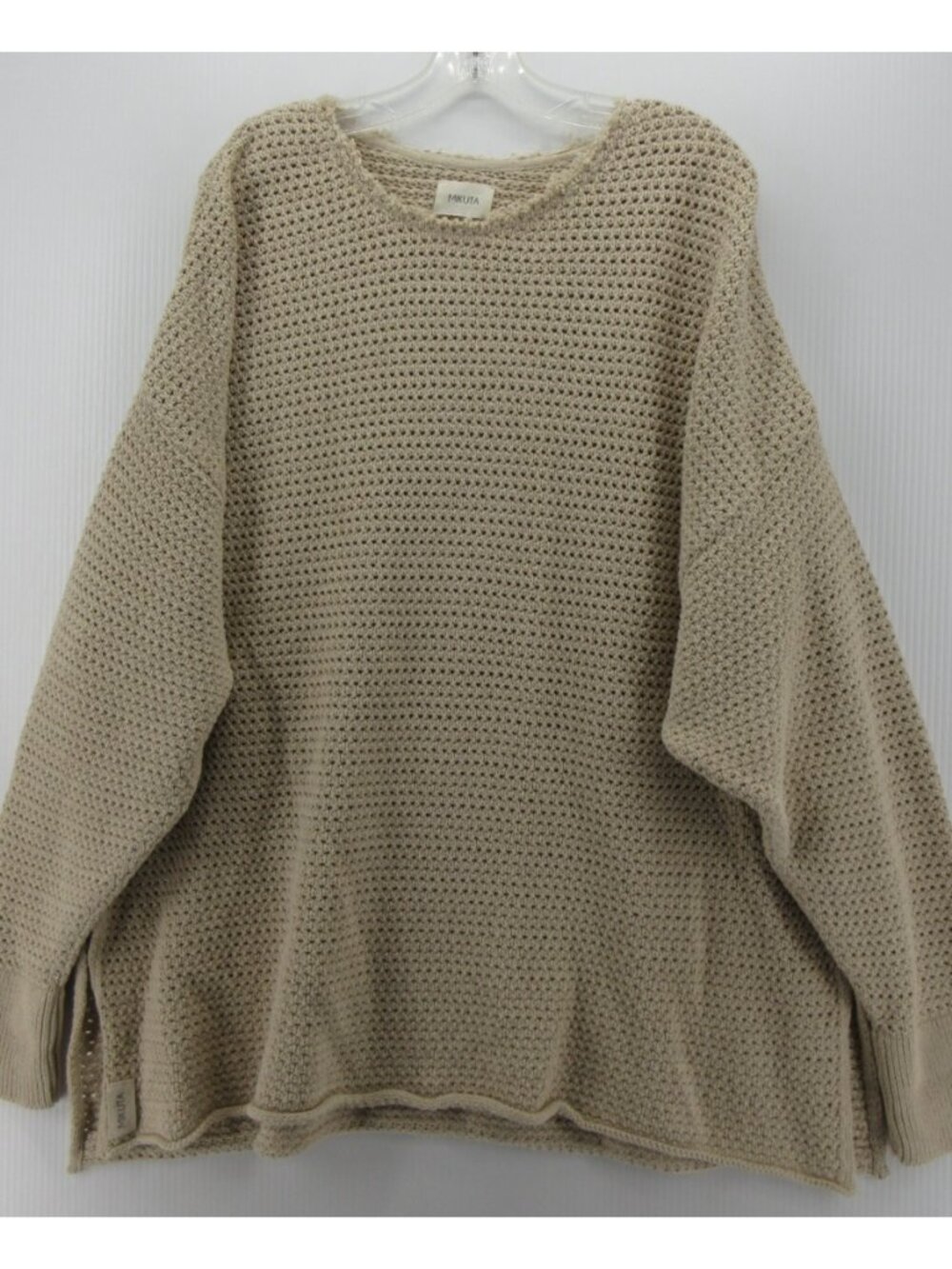 Mikuta Sweater XS Small Pullover Tunic Sheer Oversized Open-Knit